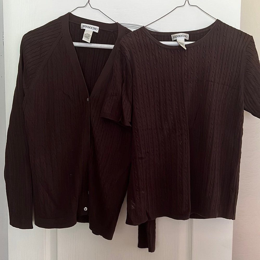 Dark Brown sweater set, large, 100% cotton